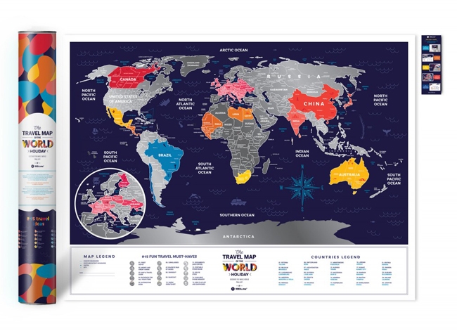 Скретч карта світу «Travel Map Holiday World» (англ) в тубусі