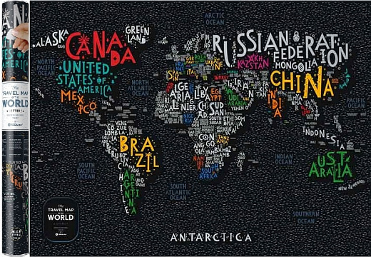 Скретч карта світу «Travel Map Letters World» в тубусі