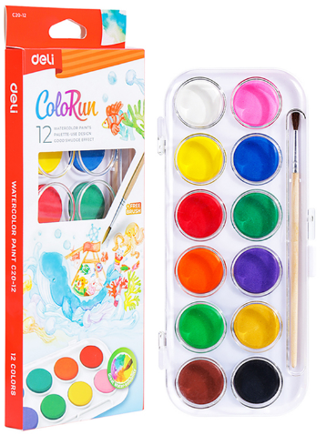 Акварель 12 кольорів «Color ran» картонна/уп., б/п