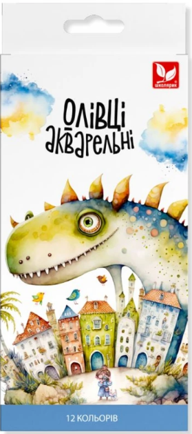 Олівці кольорові акварельні 12 кольорів з пензликом
