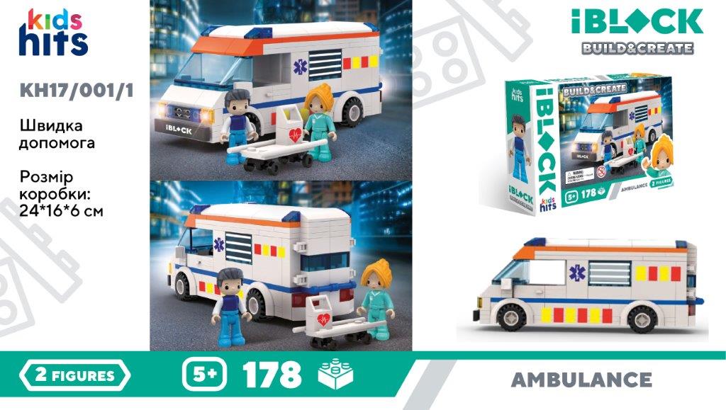 Конструктор «IBlock Junior» Міська швидка допомога, в кор.-ці, 24×16×6см /1 КІ
