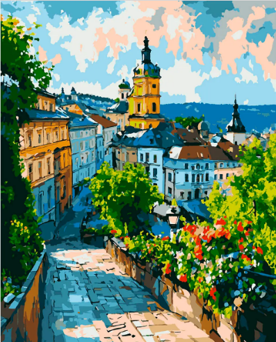 Картини по номерах «Затишний провулок» 40×50см