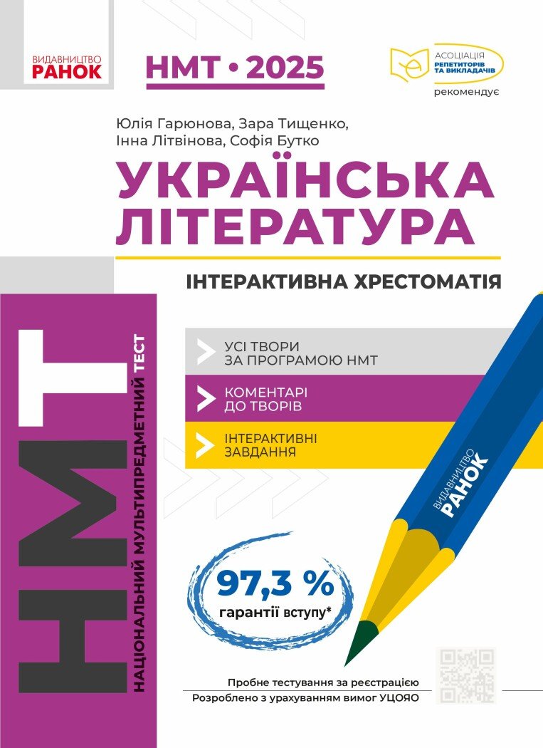 Тести НМТ А4: Українська література. Інтерактивна хрестоматія НМТ 2025