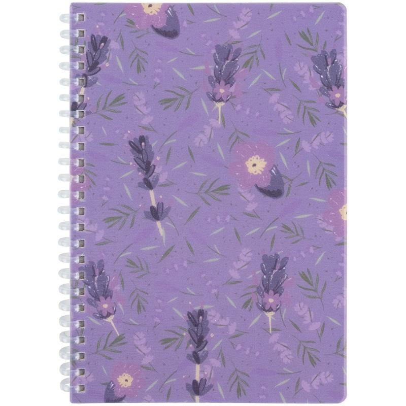 Блокнот пруж. бок. А5 80 аркушів клітинка пластиковий обкладинка Lavender 2″