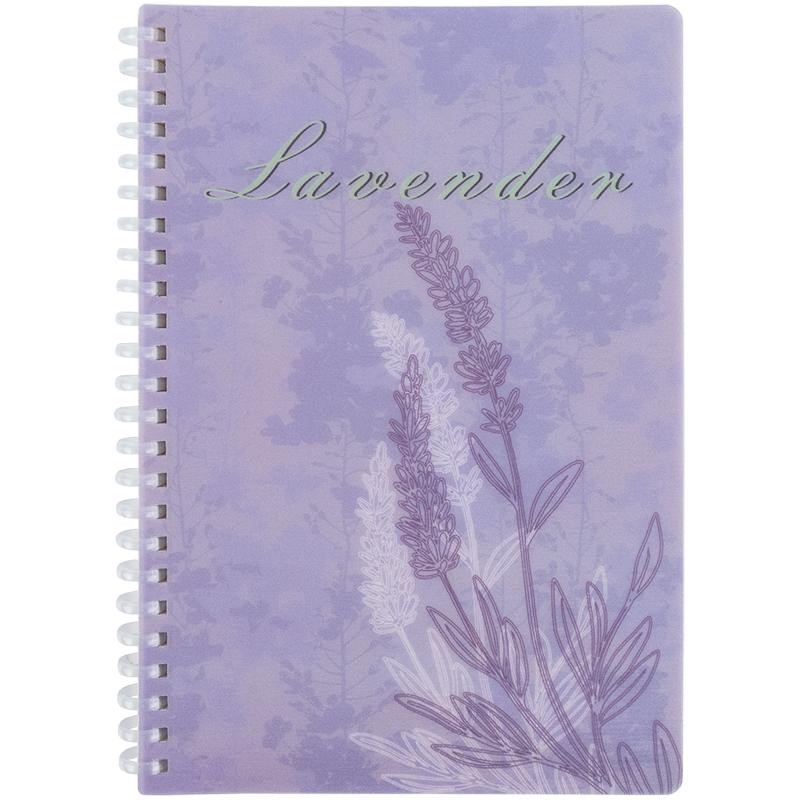 Блокнот пруж. бок. А5 80 аркушів клітинка пластиковий обкладинка Lavender 3″