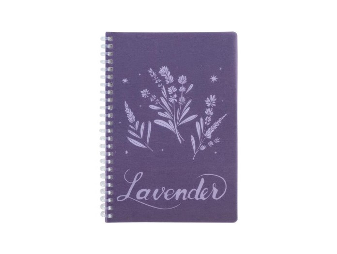 Блокнот пруж. бок. А5 80 аркушів клітинка пластиковий обкладинка Lavender 4″