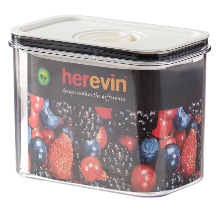 Контейнер для харч. прод. пластиковий«HerevinCanister-VacuumLid-White»1,2л вакум. кр.