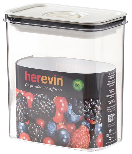 Контейнер для харч. прод. пластиковий«HerevinCanister-VacuumLid-White»1,8л вакум. кр.