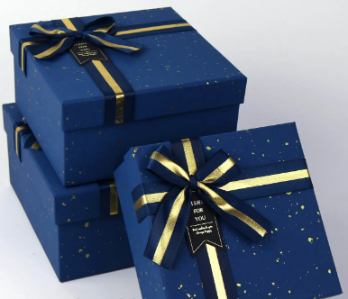 Коробка подарункова блакитна 15×15×7см синя