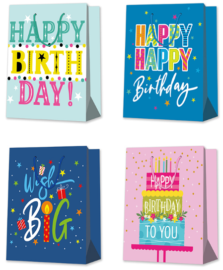 Пакет подарунковий паперовий «Happy Birthday» 31×42×12см, 96-43XL №/461457