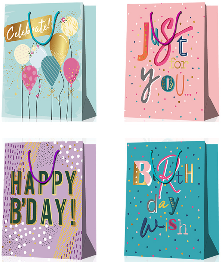 Пакет подарунковий паперовий «Happy Birthday» 26×32×12см, 96-45/5126L №/461459