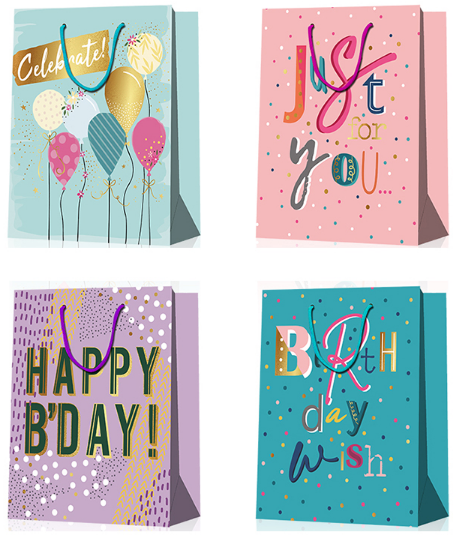 Пакет подарунковий паперовий «Happy Birthday» 31×42×12см, 96-46XL №/461460