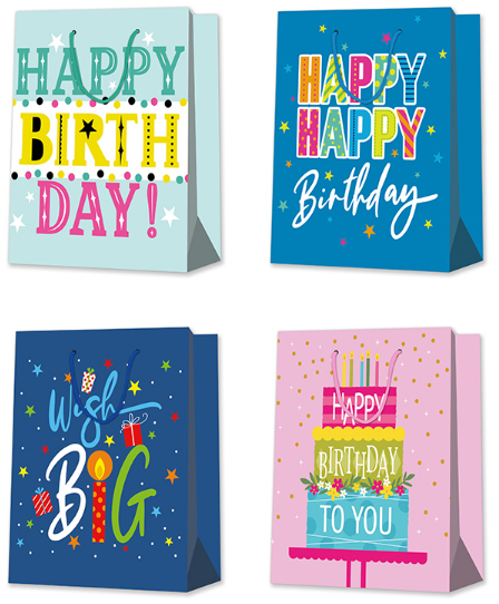 Пакет подарунковий паперовий 18×10×23см Happy Birthday
