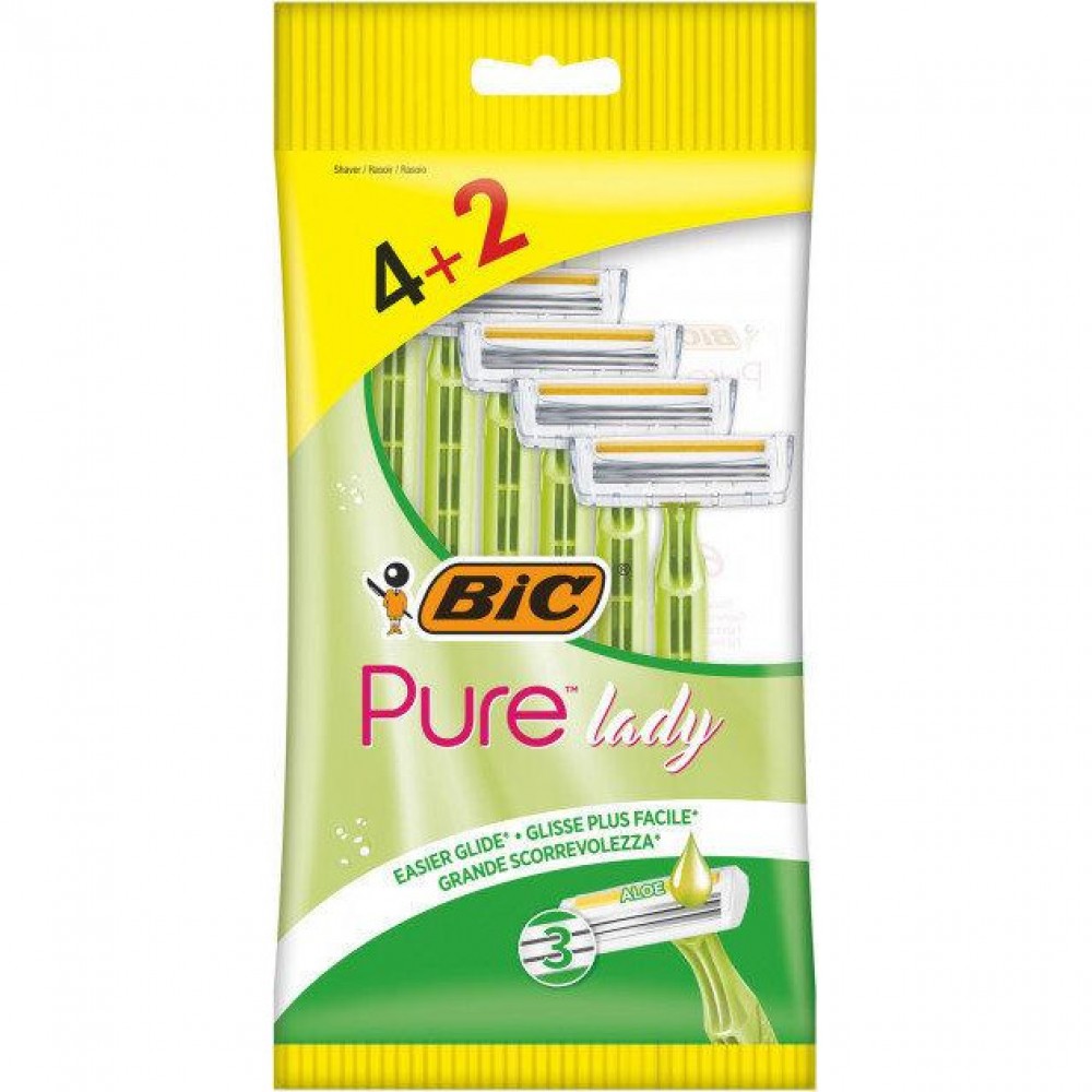 Станок однораз. «Biс Pure3 Lady» (4+2шт) Алое