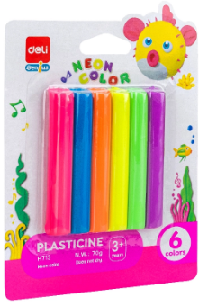 Пластилін Neon 6 кольорів 70гр суперм'який