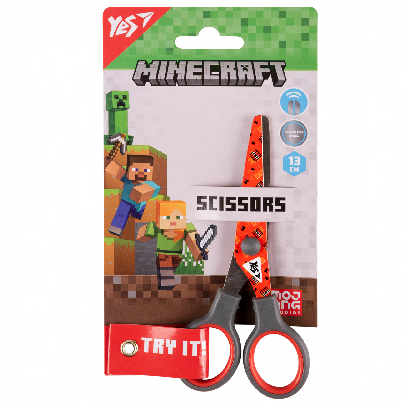 Ножиці дитячі Minecraft 13см з принтом на лезі, червоні