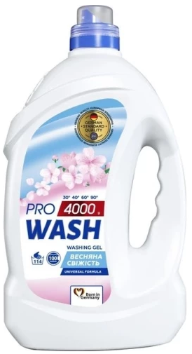 Прал. порошок рідкий 4л гель «Pro Wash» універсал Весняна свіжість