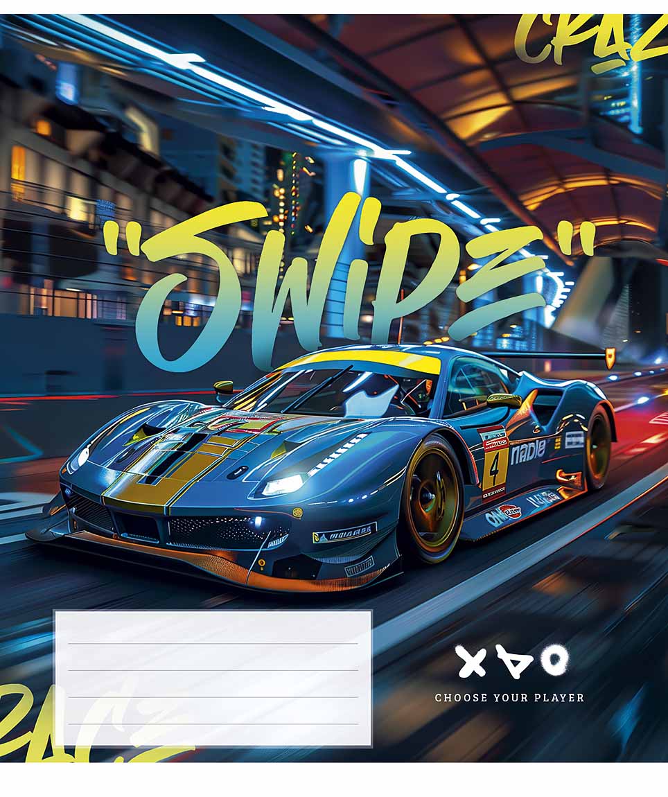 Зошит 48 аркушів клітинка «Night racers» ВД-лак