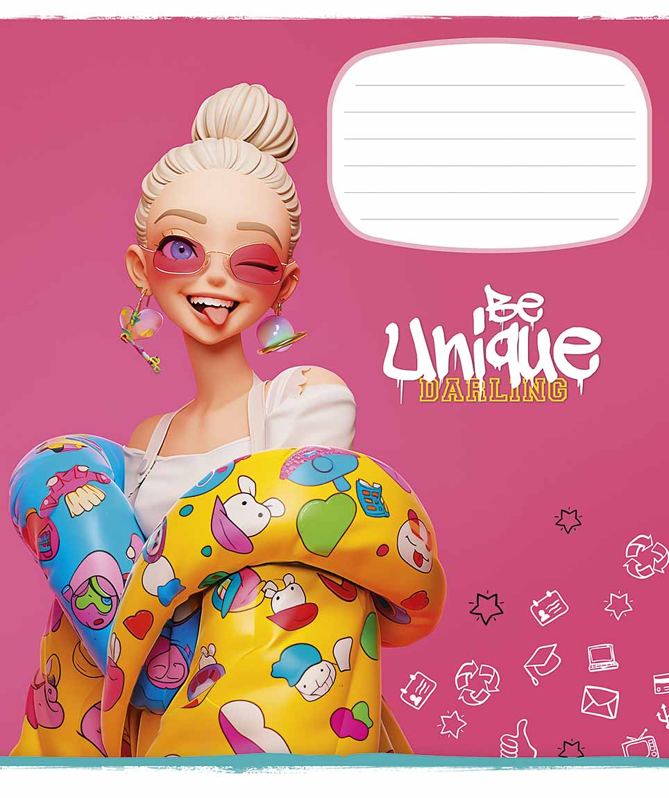 Зошит 18 аркушів клітинка «Be unique» виб. УФ-лак
