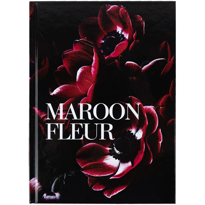 Блокнот А5 96 аркушів клітинка тверда обкладинка «Maroon fleur»