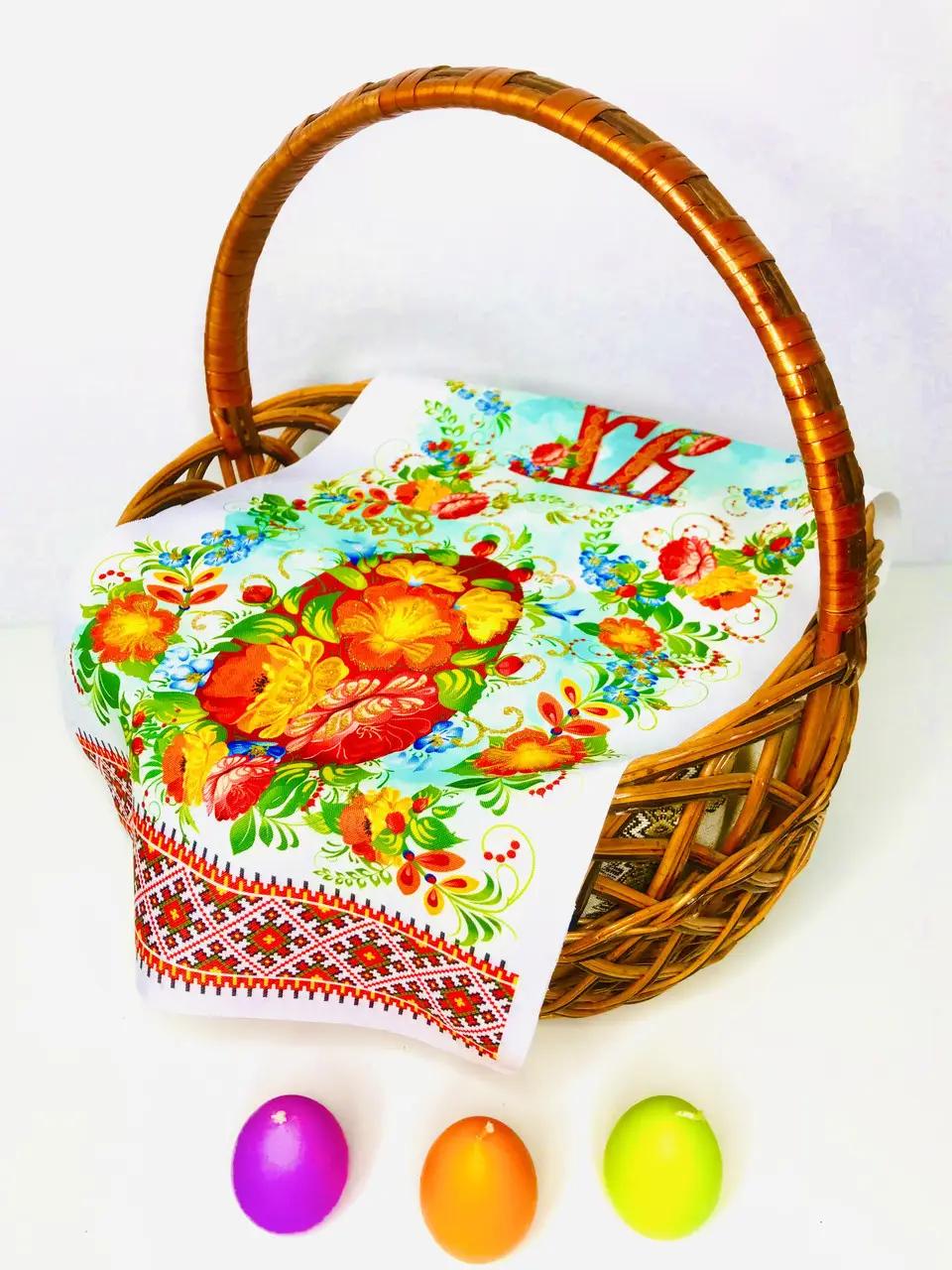 Великодня серветка «Крашанки життя» вертикальна 29×55см