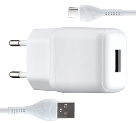 Зарядний пристрій 1USB+Lightning 2.1A white