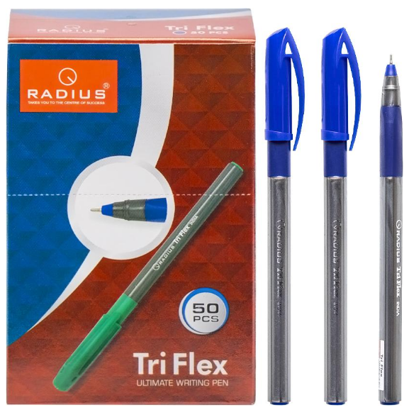 Ручка кулькова Tri Flex 0,7мм тонов. grey metalic синя