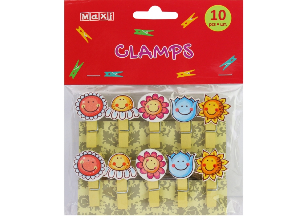 Прищіпки для декорування «Maxi» Smile 10 шт з мотузком