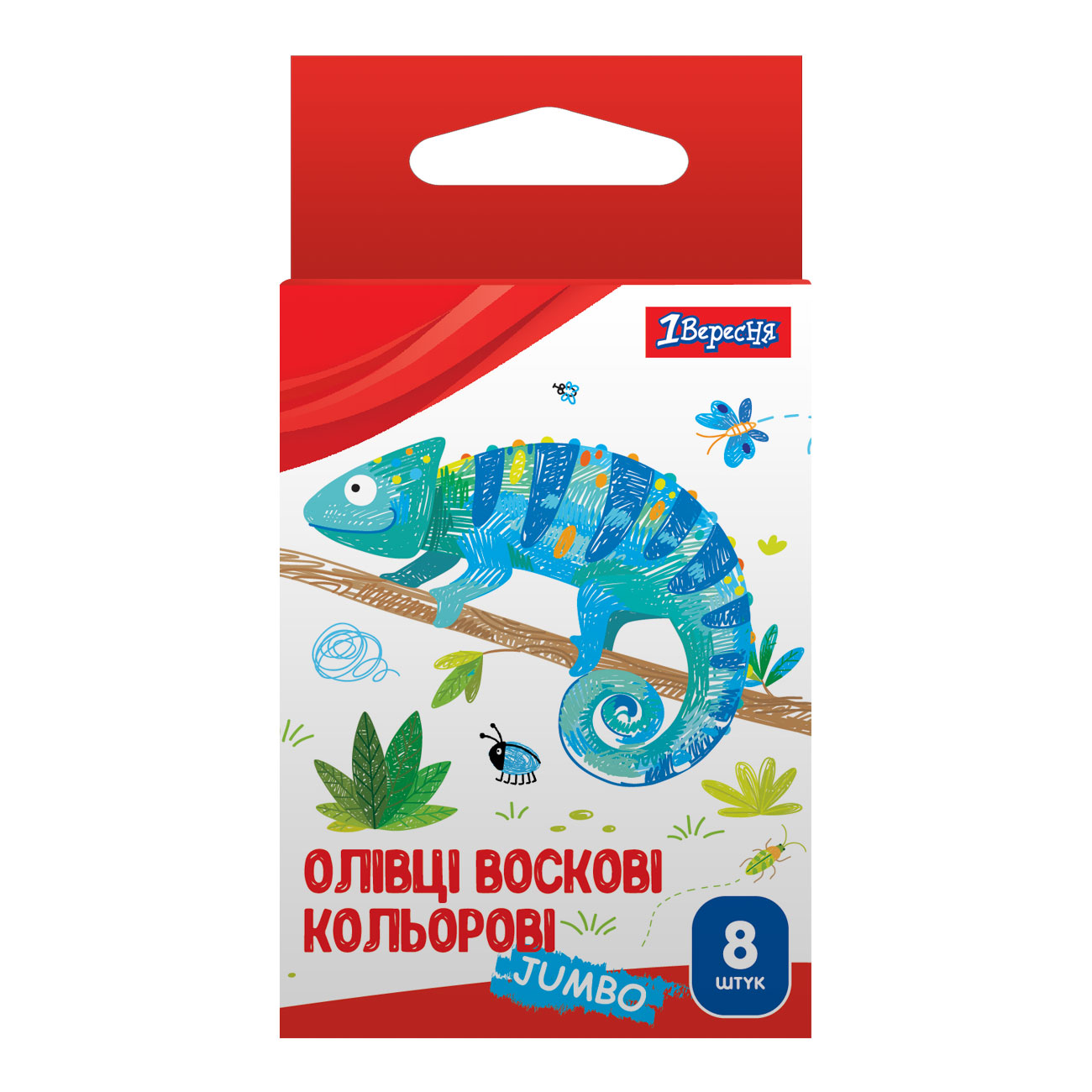 Олівці воскові 8 кольорів «1В» Zoo Land Jumbo
