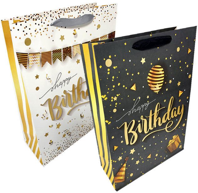 Пакет подарунковий паперовий 30×12×40см, Happy Birthday 95-9L мікс