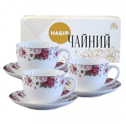 Набір чайний керамічних 12 предметів (чаш. 240мл+блюд.15см) «Вінтаж»