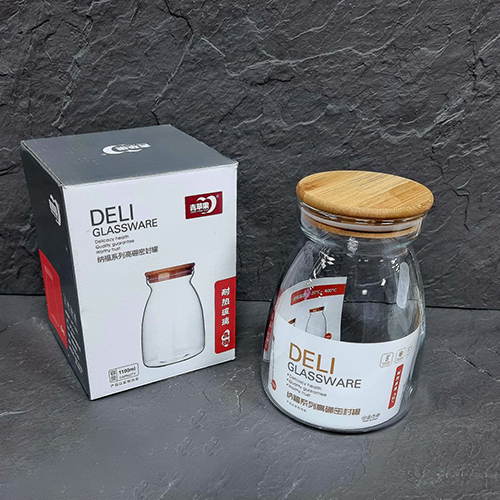 Банка для сипучих продуктів прод. скло «Deli» 1,1л