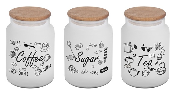 Банка скло «Herevin Ice Colour Tea-Coffee-Sugar» 0,89л з кришкою