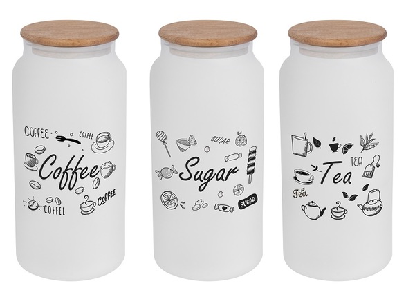 Банка скло «Herevin Ice Colour Tea-Coffee-Sugar» 1,4л з кришкою