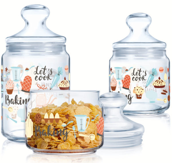Набір банок для сипучих продуктів прод. скло «Luminarc. Club Baking Time» 3 шт 0,5/0,75/1л