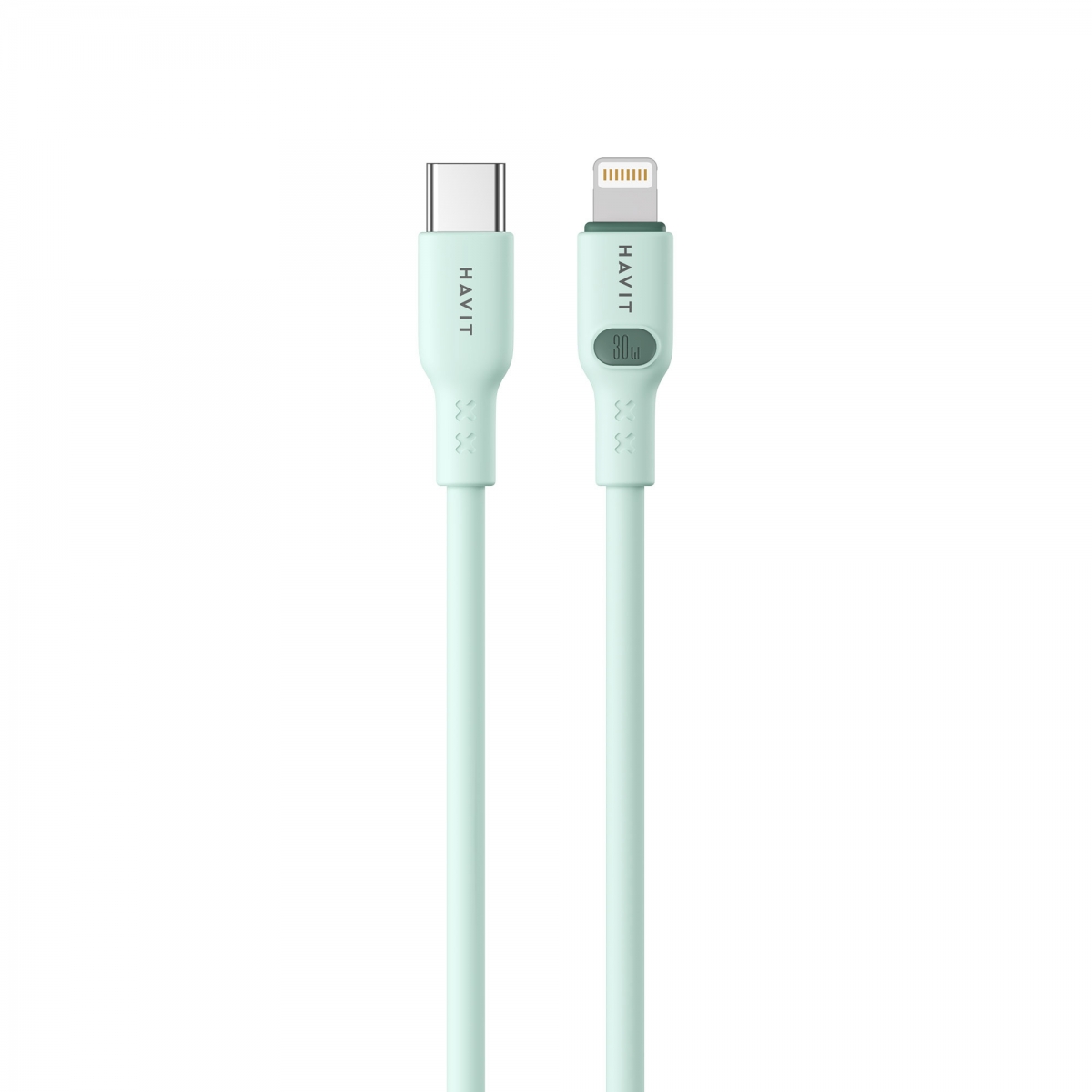Кабель Type-C > lightning HV-CB6281 PD30W 3A 1м green