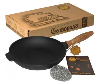 Сковорідка чавунна лита з дерев. ручкою 24×4см