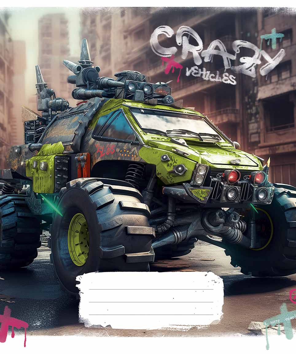 Зошит 48 аркушів клітинка «Monster trucks» ВД-лак