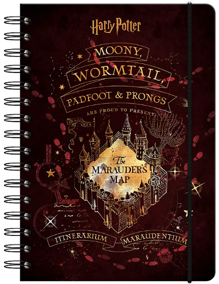 Блокнот пруж. А5 80 аркушів клітинка тверда обкладинка Harry Potter