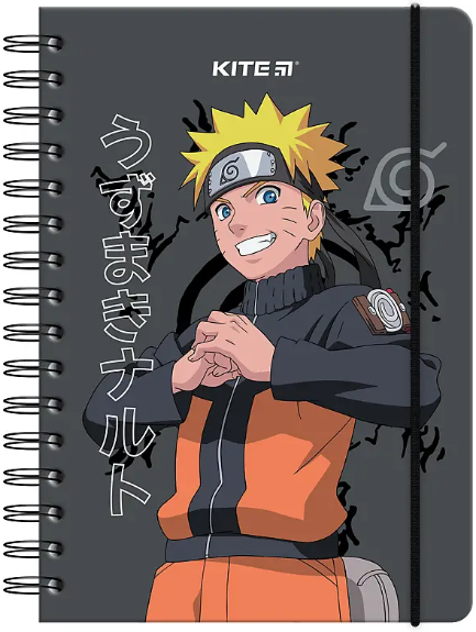 Блокнот пруж. А5 80 аркушів клітинка тверда обкладинка Naruto
