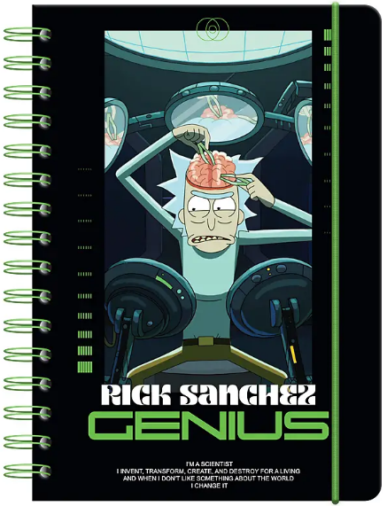 Блокнот пруж. А5 80 аркушів клітинка тверда обкладинка Rick and Morty