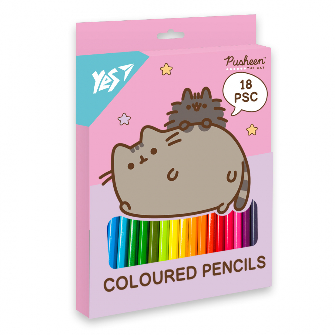 Олівці кольорові 18 кольорів Pusheen рожевий