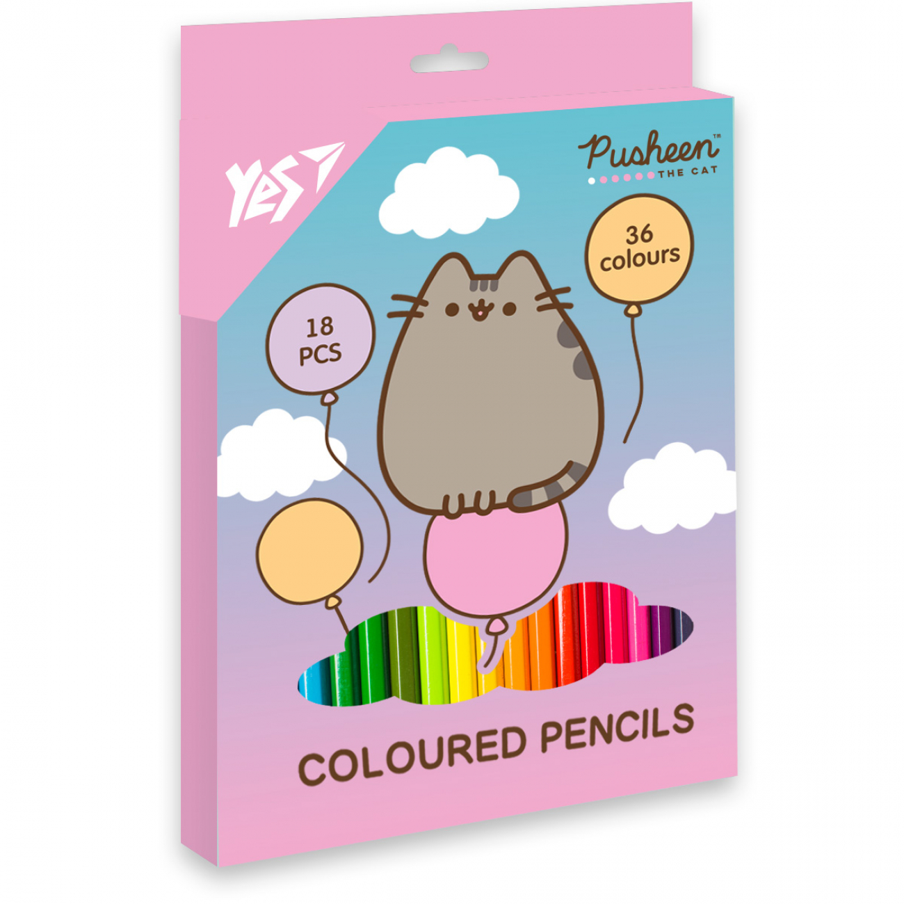 Олівці кольорові 36 кольорові/18 шт Pusheen. Balloons