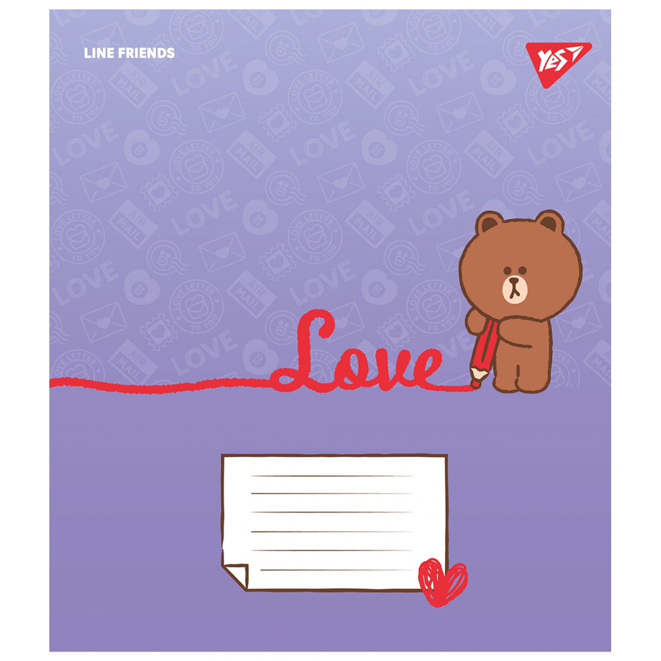 Зошит 12 аркушів коса лінія Line Friends. Love letter