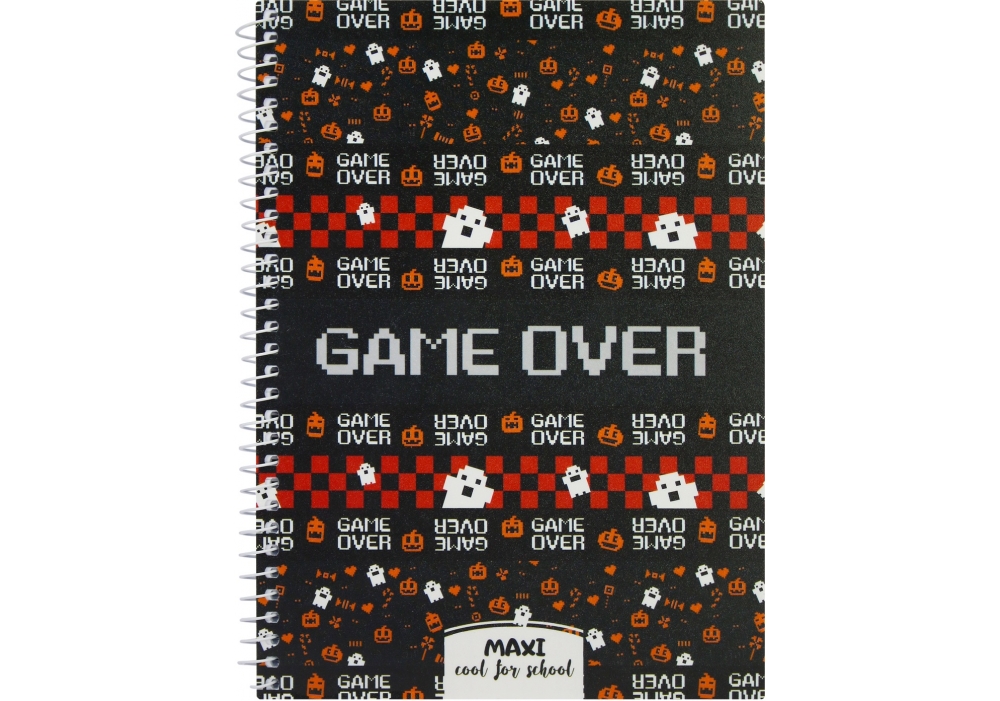 Блокнот пруж. А5 60 аркушів клітинка пластиковий обкладинка «Game over»