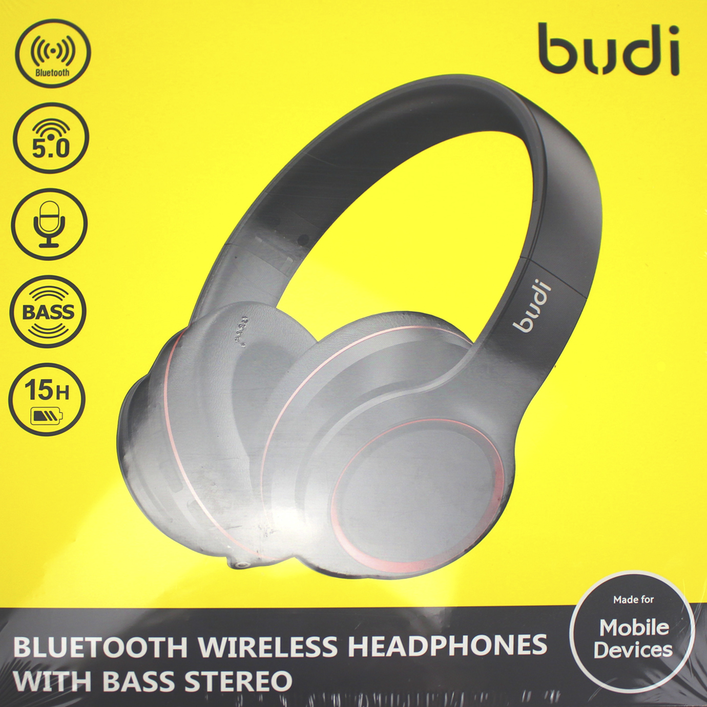 Навушники Budi BT black+мікрофон