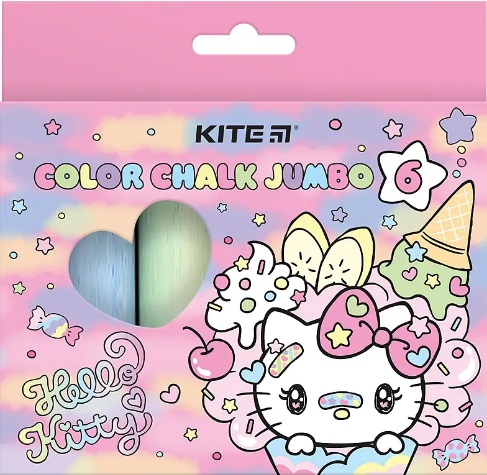 Крейда кольорова 6 кольорів Jumbo Hello Kitty