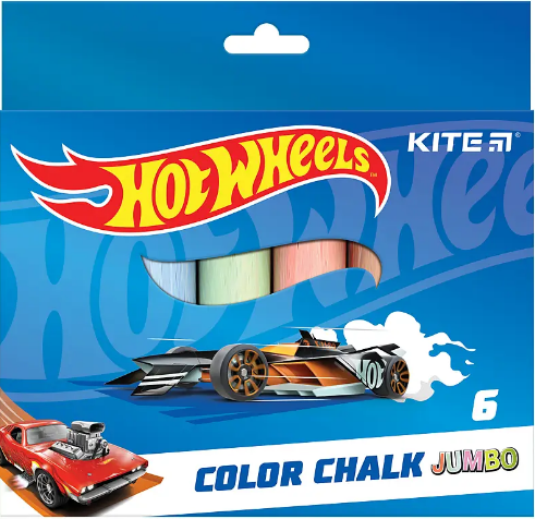 Крейда кольорова 6 кольорів Jumbo Hot Wheels
