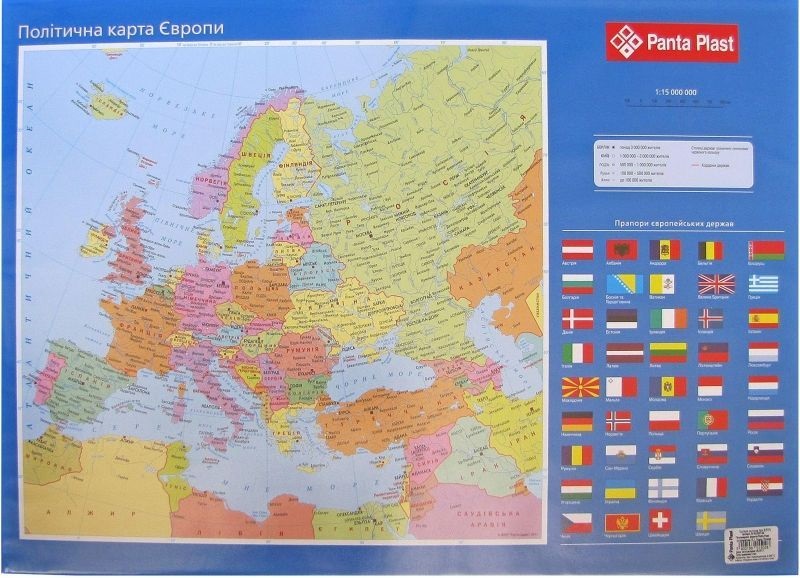 Підкладка для столу «Карта Європи» 590×415мм PVC