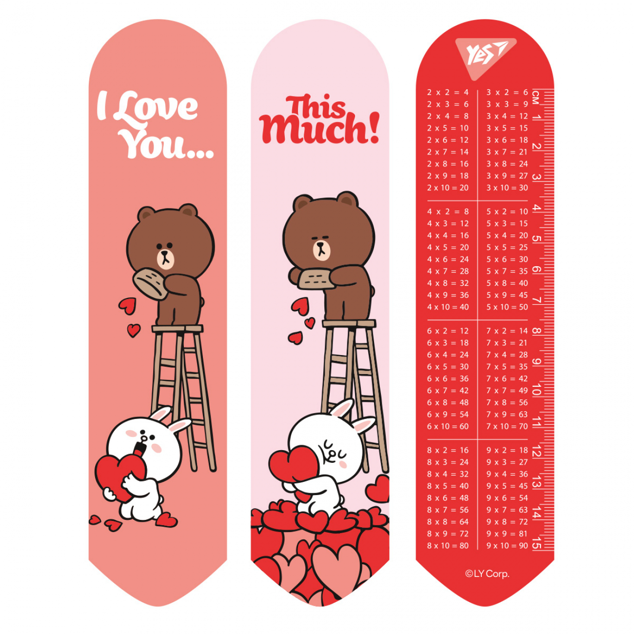 Закладка Line Friends hearts 2D